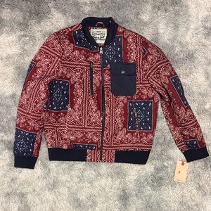 Levi's Men's Men's Diamond Quilted Bomber Jacket Burgundy Bandana Red Large